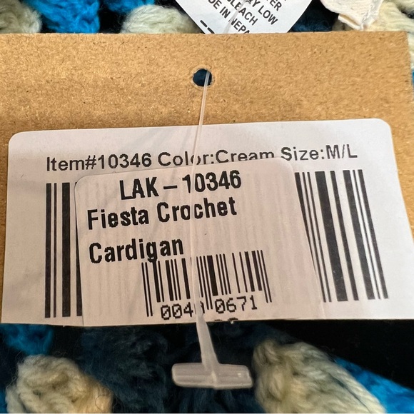 Fiesta Colorful Crocheted Granny Square Open Front Sweater Cardigan. M/L. NWT. - Picture 14 of 14